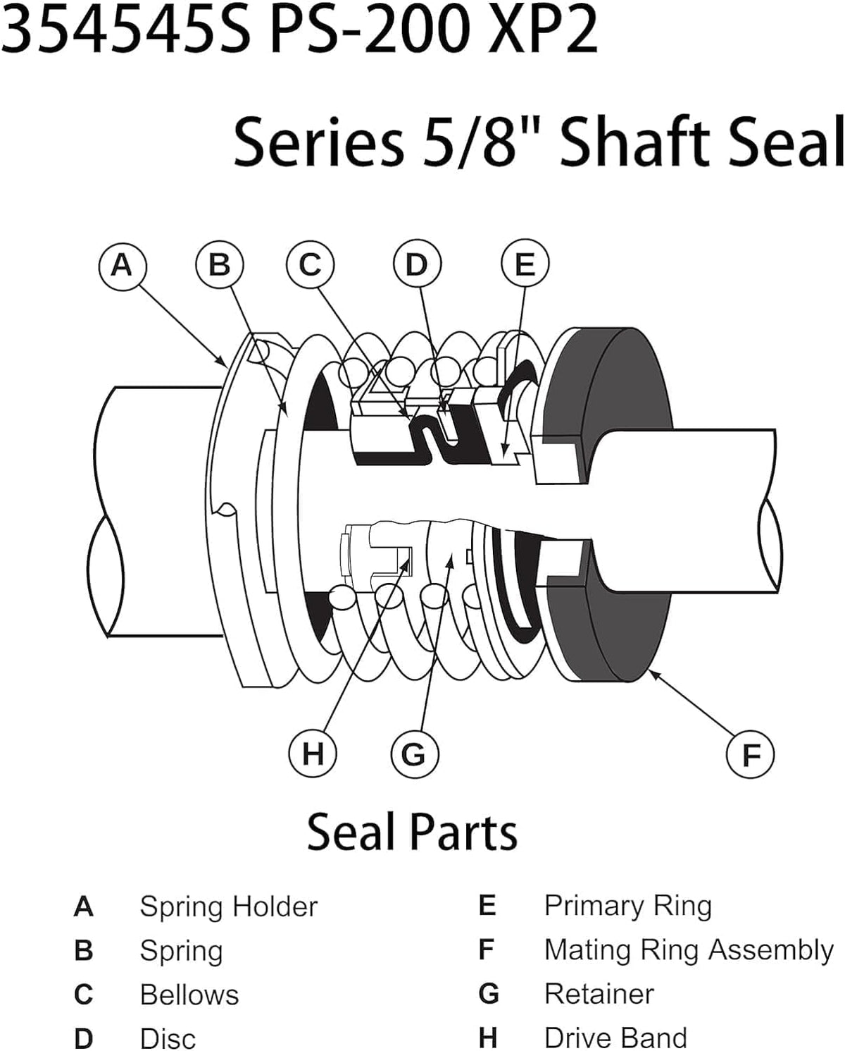 Generic PS-200 5/8"" Shaft Seal & O-Ring Rebuild Kit,Compatible with AquaFlo, Flo-Master XP2 XP2E Series Pool Pump