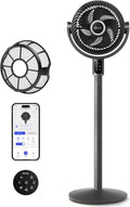 Smart Standing Fan for Bedroom, 90° Oscillating Fan, 1024CFM Airflow | 20dB Quiet, Pedestal Floor Fan with Dust