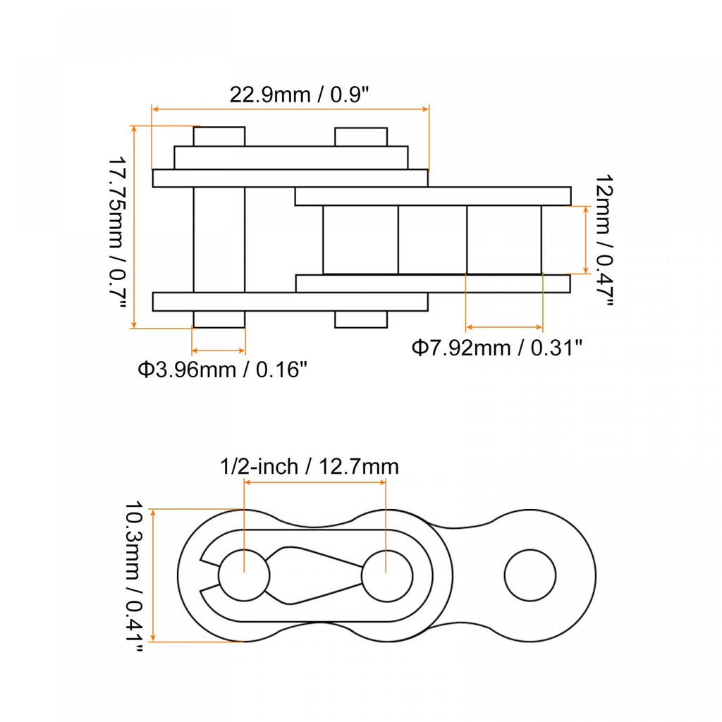 uxcell 8Pcs #40 Chain Master Connector Link Roller, 1/2" Pitch Carbon Steel, Standard Connecting Split Links for 08A Chain