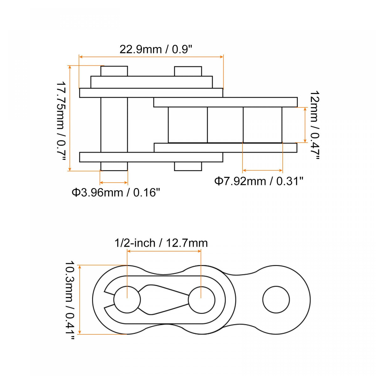 uxcell 8Pcs #40 Chain Master Connector Link Roller, 1/2" Pitch Carbon Steel, Standard Connecting Split Links for 08A Chain