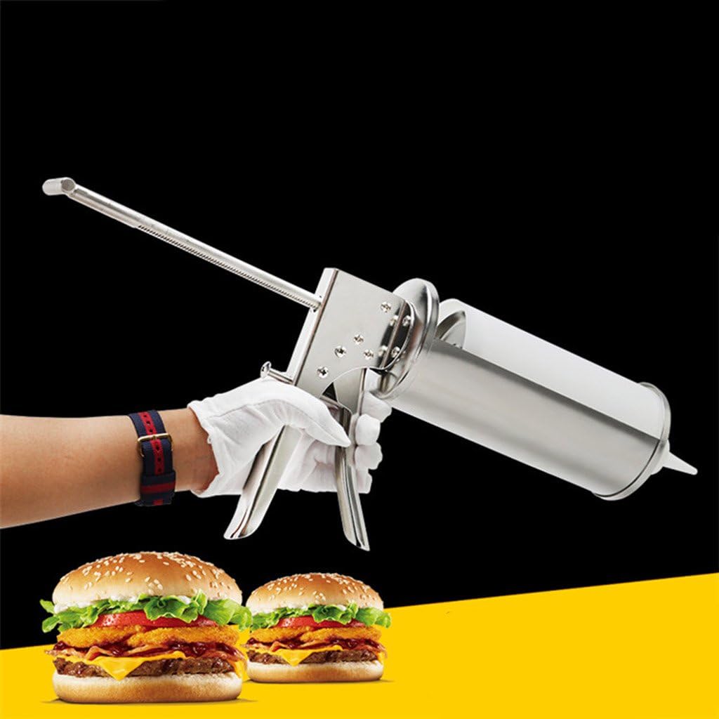 Unknown Stainless Steel Condiment Dispenser Gun Sauce Pump Bottle
