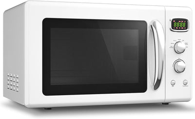 Retro Microwave 0.9Cu.Ft, 900W Countertop Microwave Oven w/5 Power Level, Defrost & Auto Cooking, LED Display, Pull