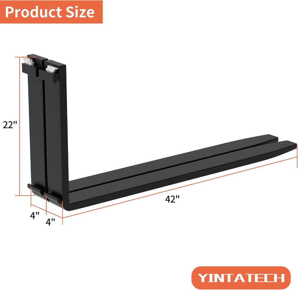 42" Skid Steer Pallet Fork Blades, 2500lbs Capacity Forklift Blades for Tractors Loaders Skid Steer Attachment, 2 Packs