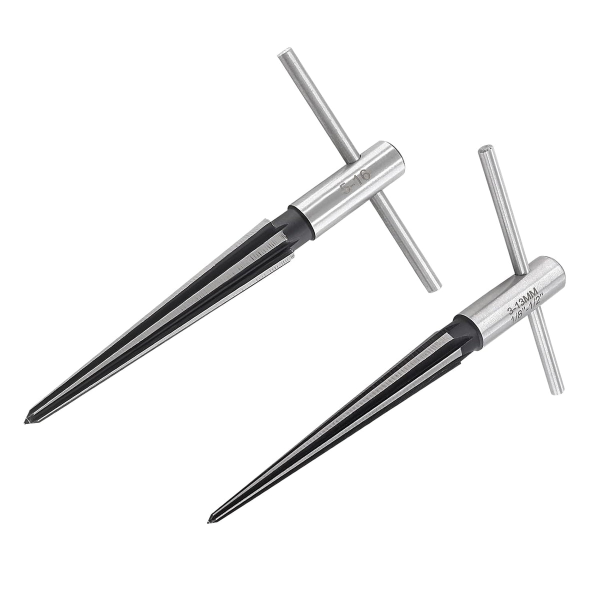 T Handle Tapered Reamer Set, 1/8"-1/2" & 3/16"-5/8", 2 Pieces