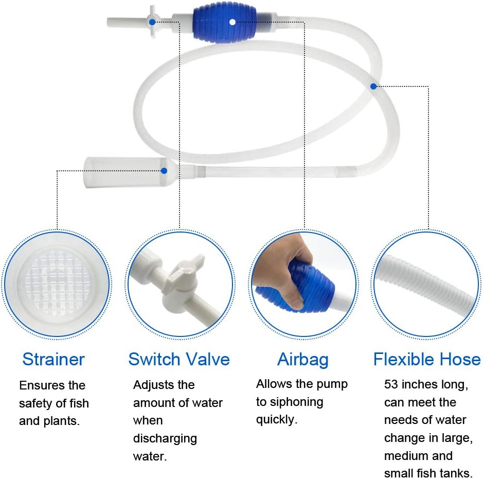 Aquarium Fish Tank Cleaning Kit - 5 in 1 Algae Scraper Set - Siphon Vacuum for Water Changing and Sand Cleaner