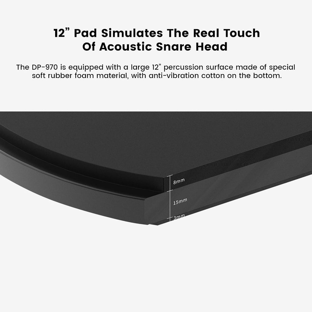 DP-970 Digital Practice Drum Pad, Diversified Practice Modes, 12-inch Snare Drum-Simulated Practice Pad, Built-in
