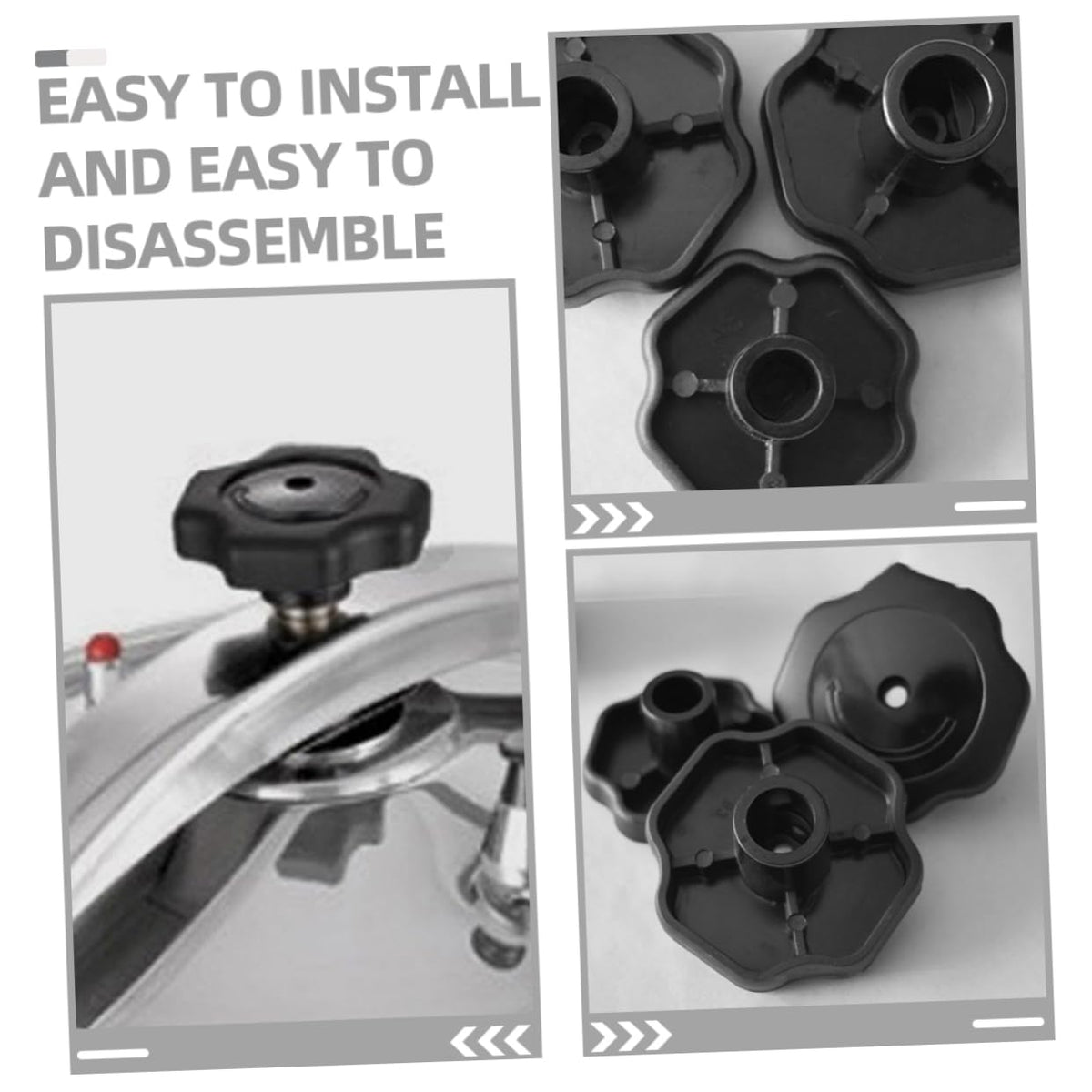 Black Pressure Cooker Lid Knobs, Plastic Replacement Handles 4Pcs for Pots