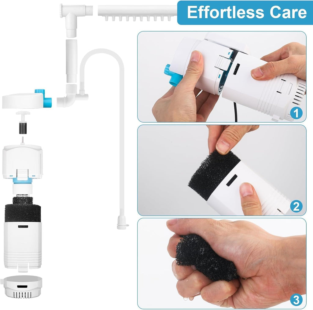 136GPH Aquarium Filter with U-V Light and Timer for 10-40 Gallon Small Fish Tank,Adjustable Flow Rate and Direction