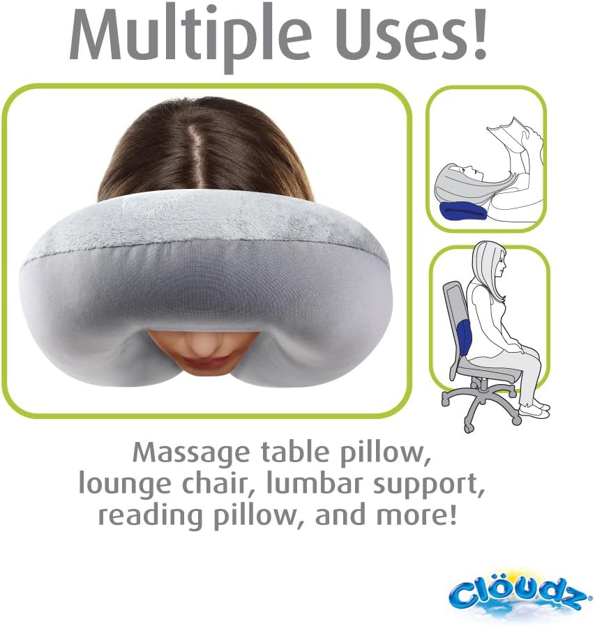 Dual Comfort Microbead Airplane Travel Neck Pillow. Super Soft Cozy Plush Fabric on One Side, Cool Relaxing Spandex