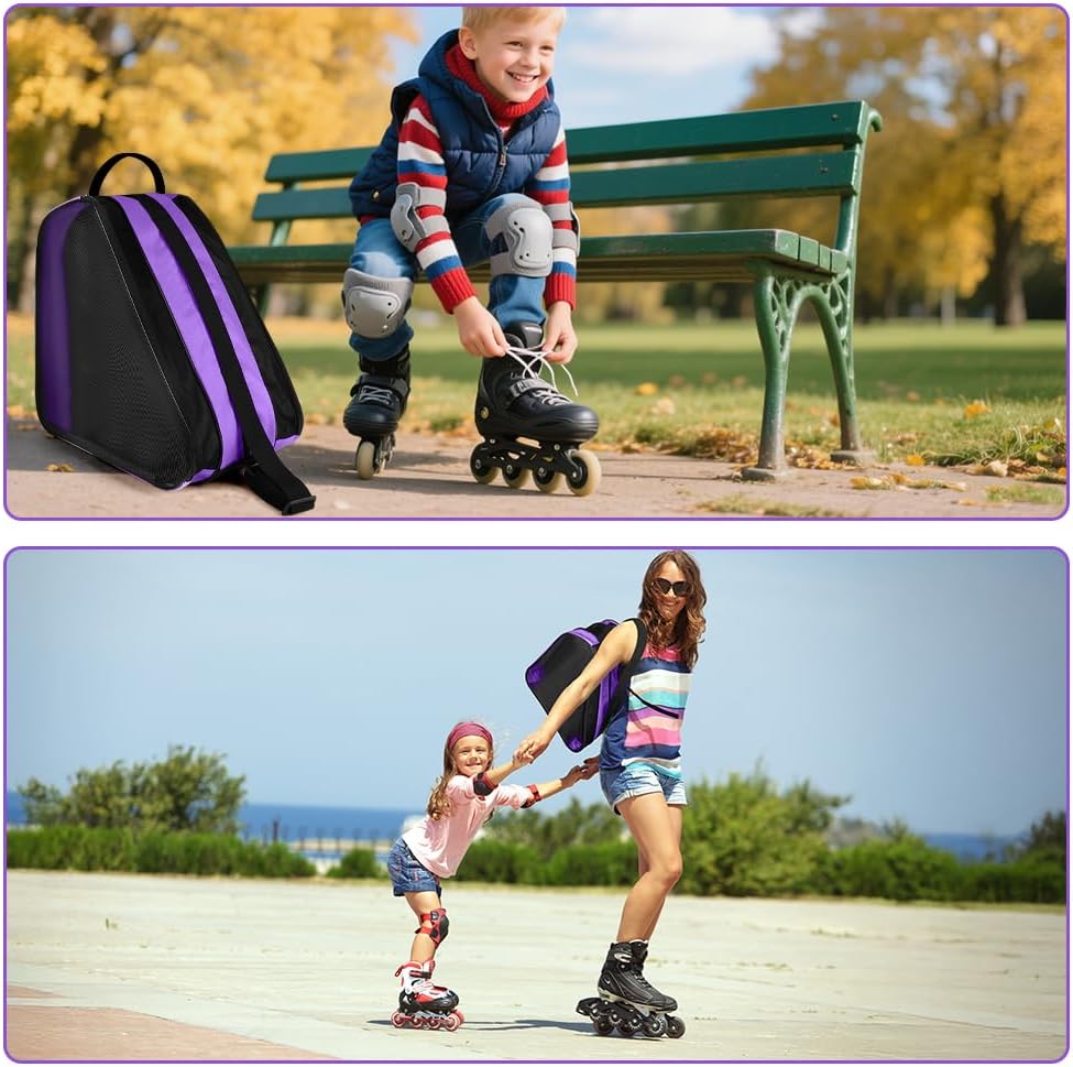 Roller Skate Bag, Ice Skate Bag, Breathable Ice Skating Bags with Adjustable Shoulder Strap and Top Handle