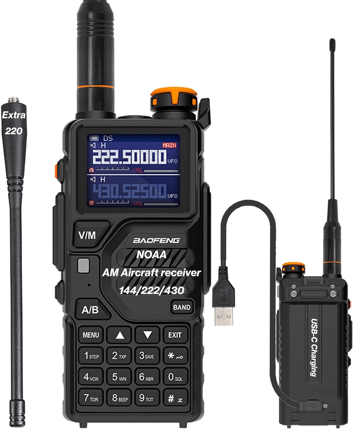 K5PLUS Tri-Band Ham Radio Long Range Walkie Talkies High Power Two-Way Radio with One Touch Frequency Finder Button