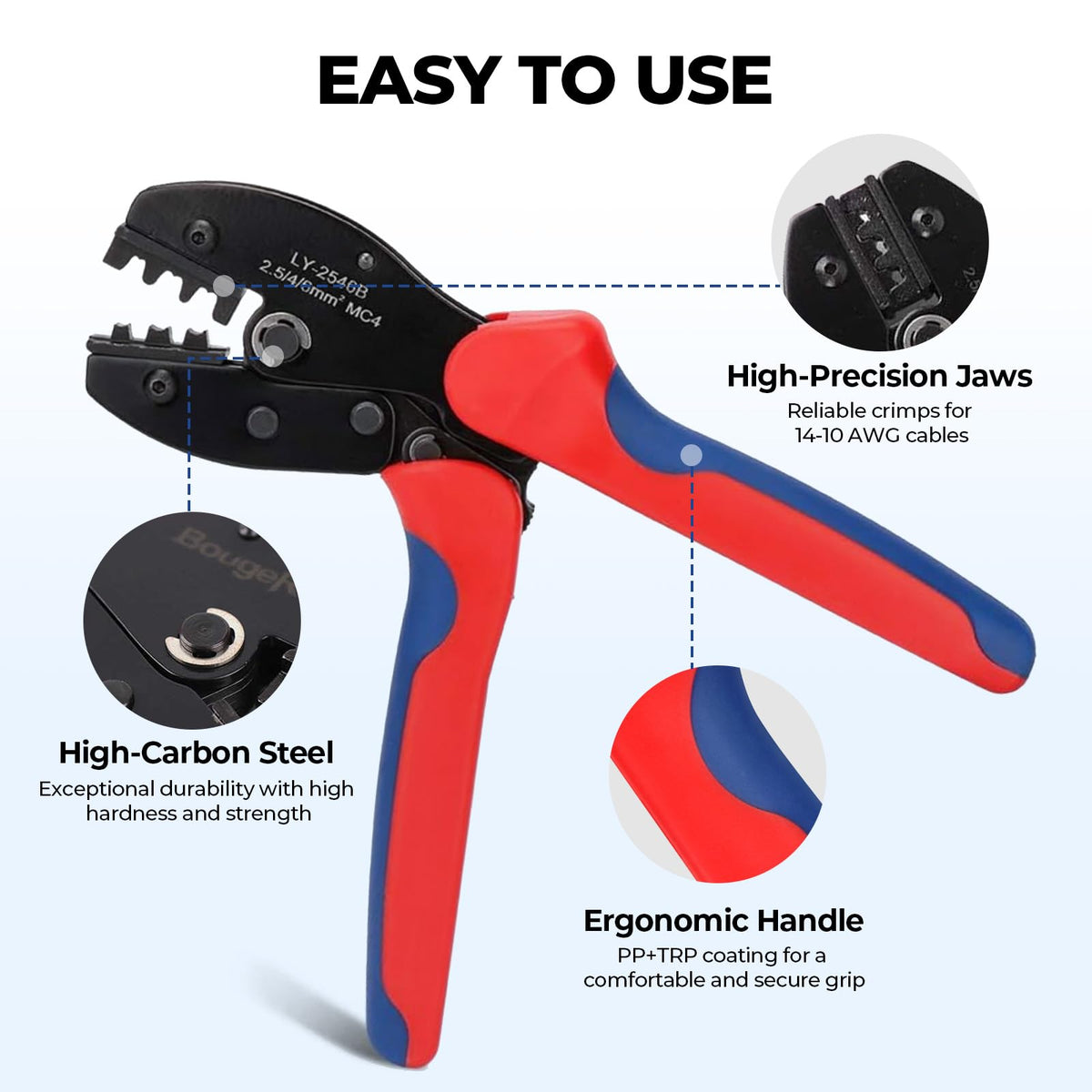 BougeRV Solar Crimper Tool Kit - Crimper, 6 Pairs Connectors, 2 Spanners