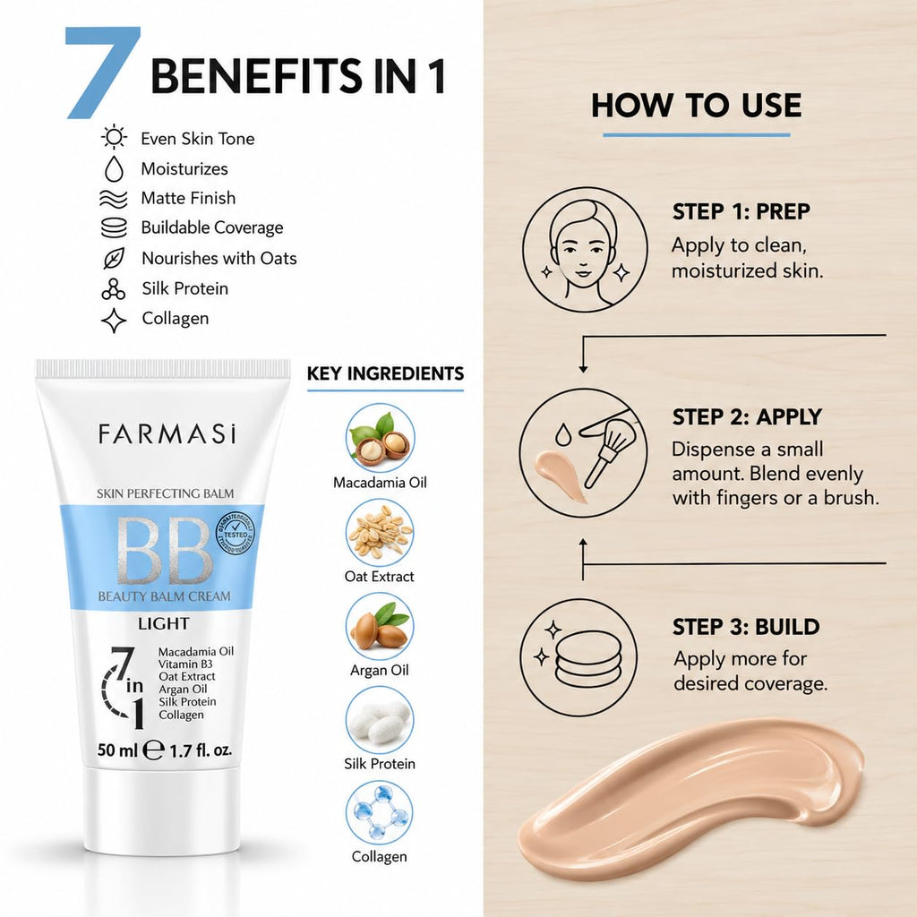 BB Cream, Tinted Moisturizer, Matte Finish, 01 Light, 1.69 fl oz