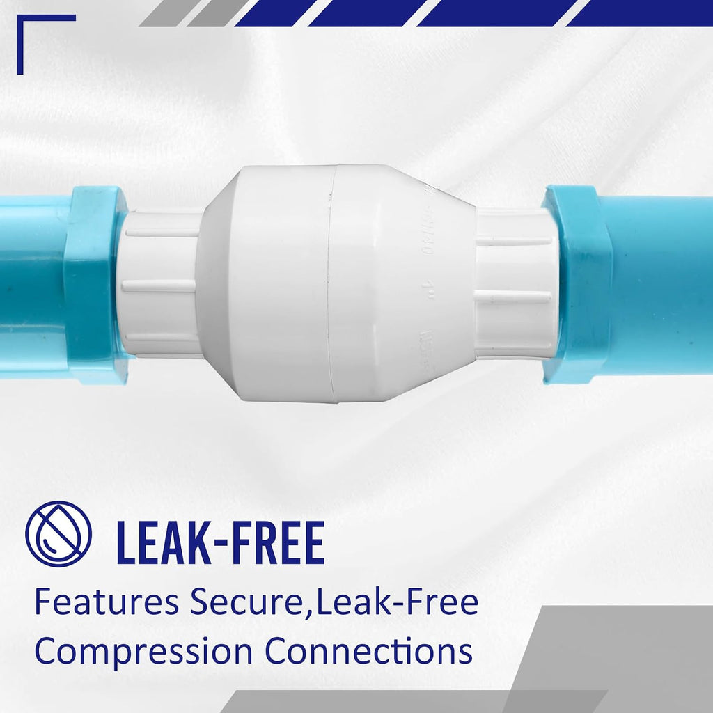 Geetery 4 Pcs 3/4 Inch PVC Inline Check Valve Solvent Connections White Plastic Backflow Preventer Pipe Fittings Check Socket Schedule