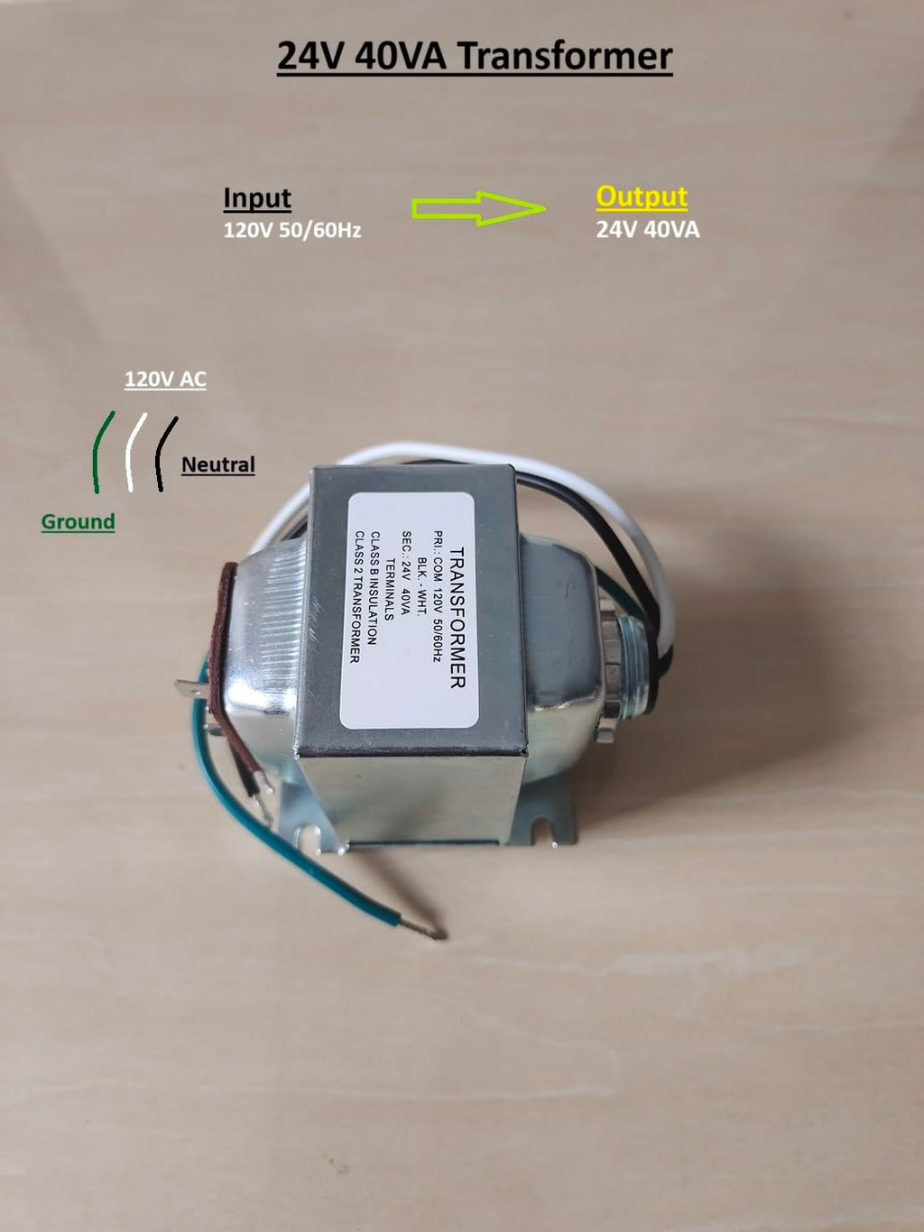 Doorbell Transformer, 24V, 40VA, Hardwired Ring Door Bell Transformer