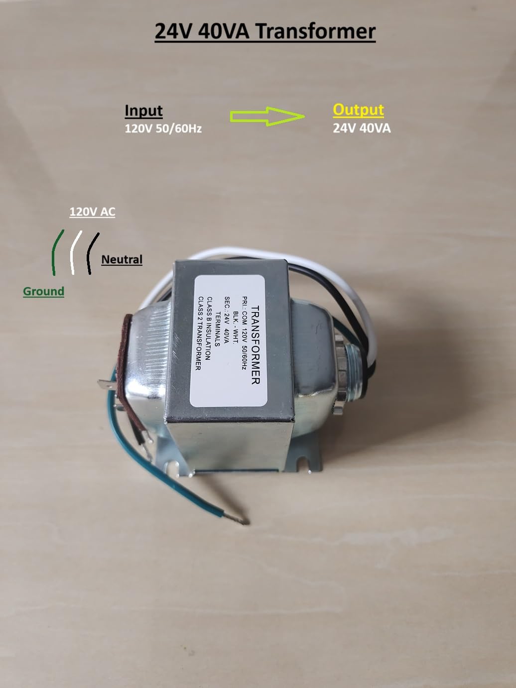 Doorbell Transformer, 24V, 40VA, Hardwired Ring Door Bell Transformer