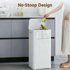 Tall Bathroom Trash Can with Lid, Skinny Commercial Trash Bin with Handle, Space Saving 8 Gallon Plastic Garbage Can