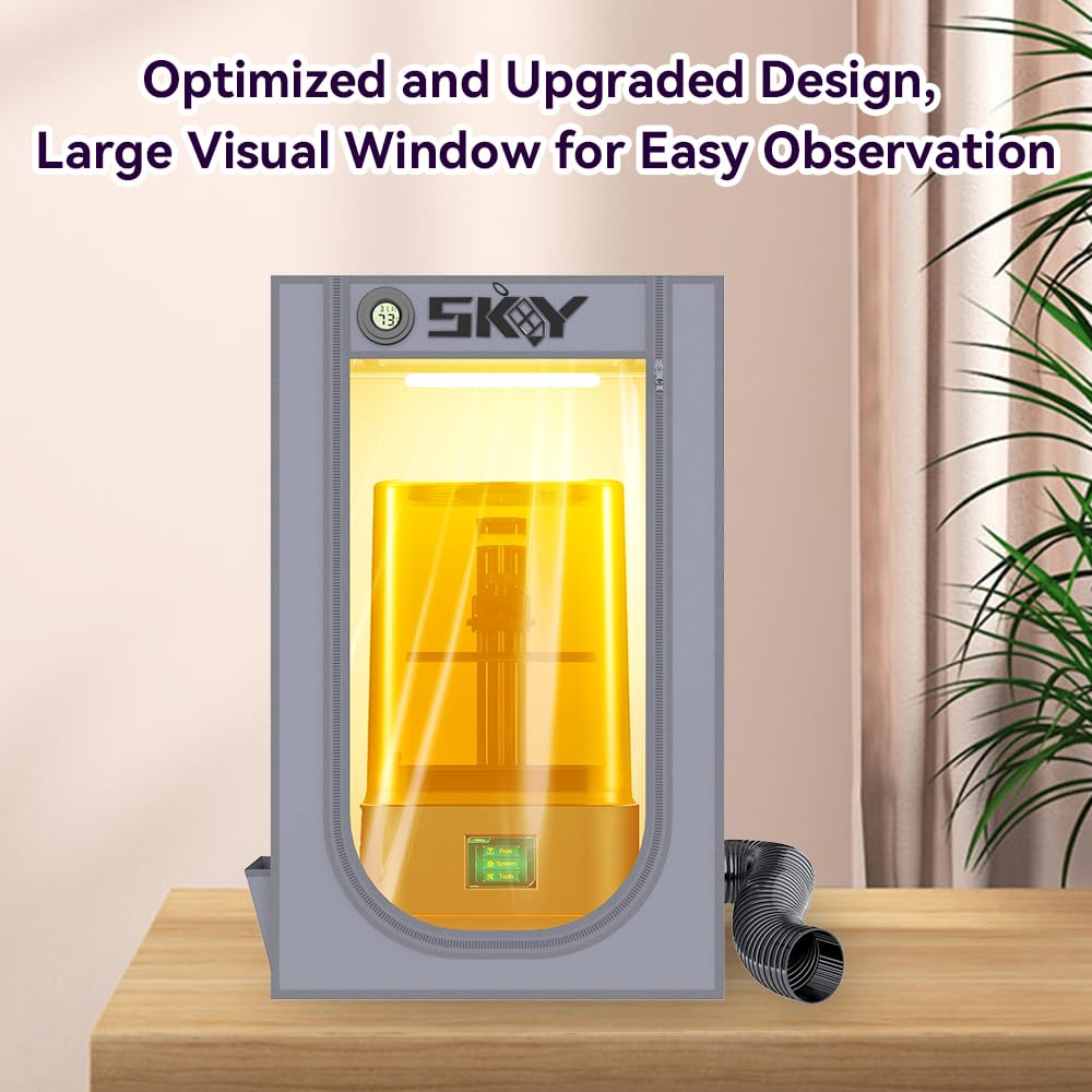 Resin 3D Printer Enclosure Cover Tent with Ventilation, LED Light, Thermo-Hygrometer, Odor Elimination 24 x 18 x 18