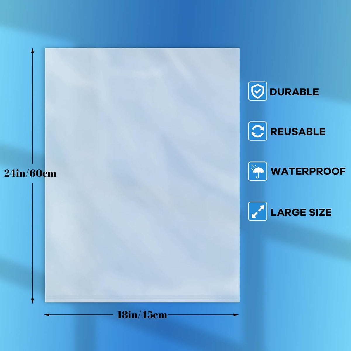 100 Pack 18 x 24 inch 1 Mil Clear Plastic Flat Poly Bags