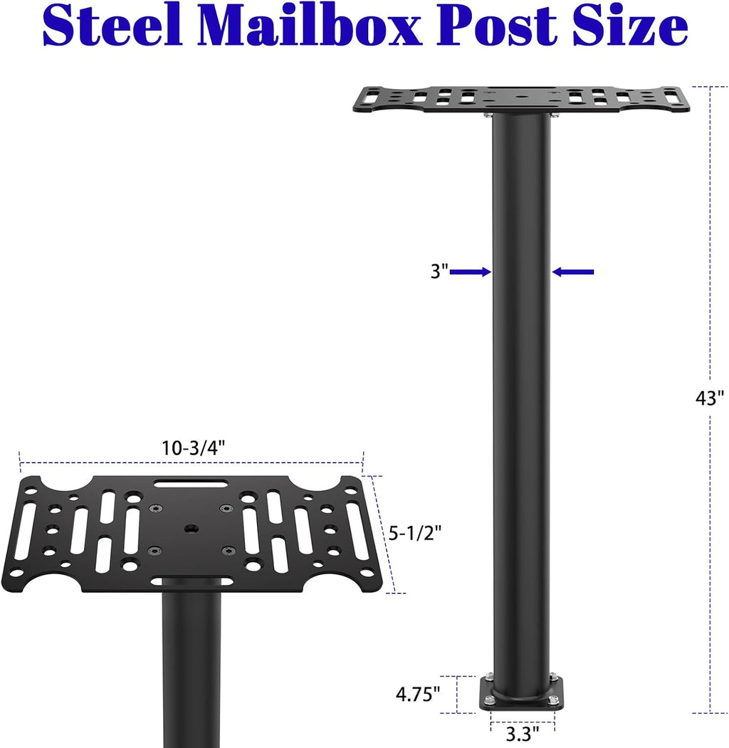 43" Tall Mailbox Post with Mounting Bracket for Outdoor Mailboxes | Mounting Post for Use with Mailbox Bracket,Heavy