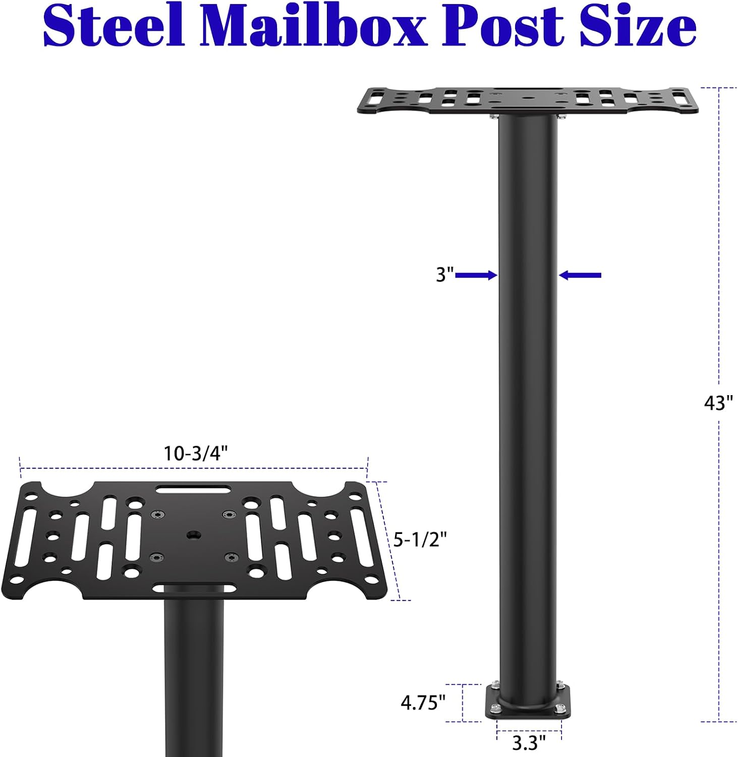 43" Tall Mailbox Post with Mounting Bracket for Outdoor Mailboxes | Mounting Post for Use with Mailbox Bracket,Heavy