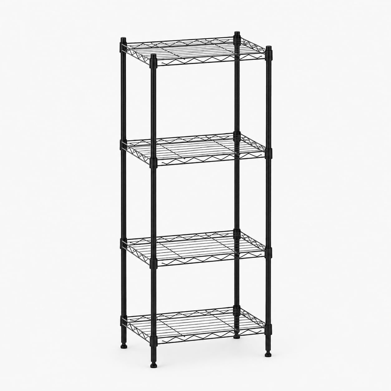 4 Tier Storage Shelves, Metal Wire Shelving Unit, Heavy Duty Adjustable Shelf Rack for Pantry, Kitchen, Garage and