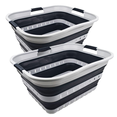 42L (11 gallon) Collapsible Plastic Laundry Basket - Foldable Pop Up Storage Container/Organizer - Portable Basket