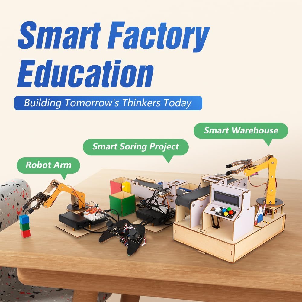 3-in-1 ESP32 IoT Control Smart Factory Starter Kit, Electronics Programming Kit Compatible with Arduino Scratch