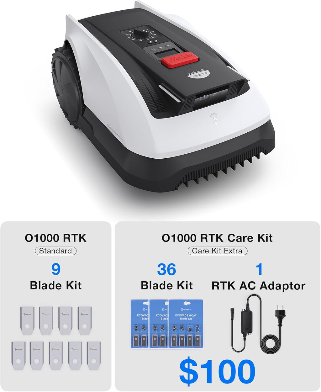Goat O1000 RTK Care Kit Robotic Lawn Mower with RTK Precision Navigation, No Perimeter Wire, Smart App Control, Auto