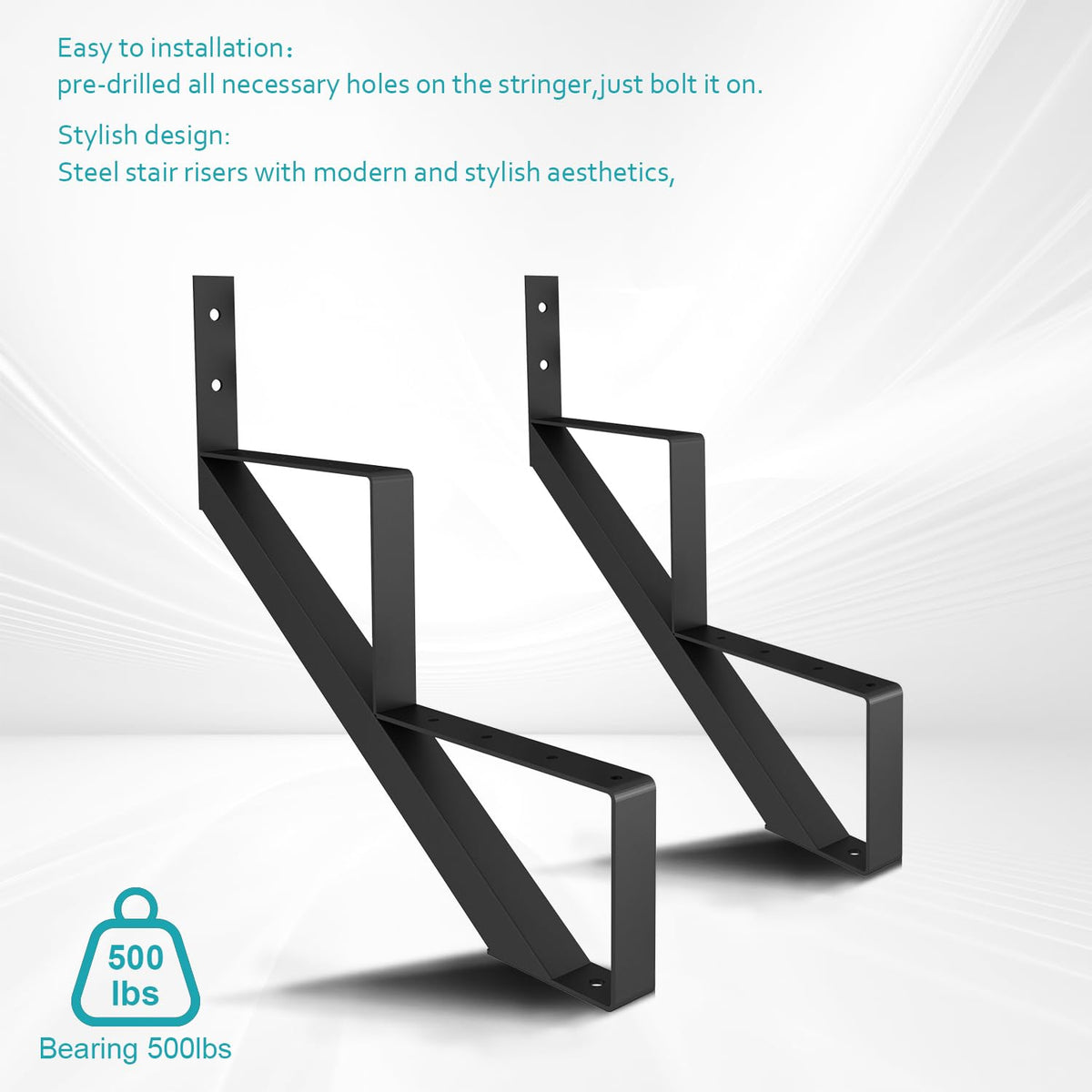 Stair Stringer 10 Step for 81in Deck Height,2 Pcs,Black