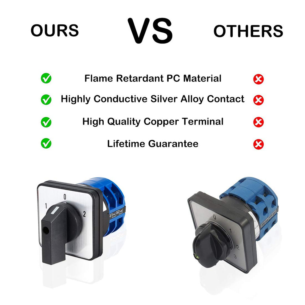 Changeover Switch LW28-32 3 Positions 8 Terminals Universal Rotary Cam Selector Latching Switches 690V 32A