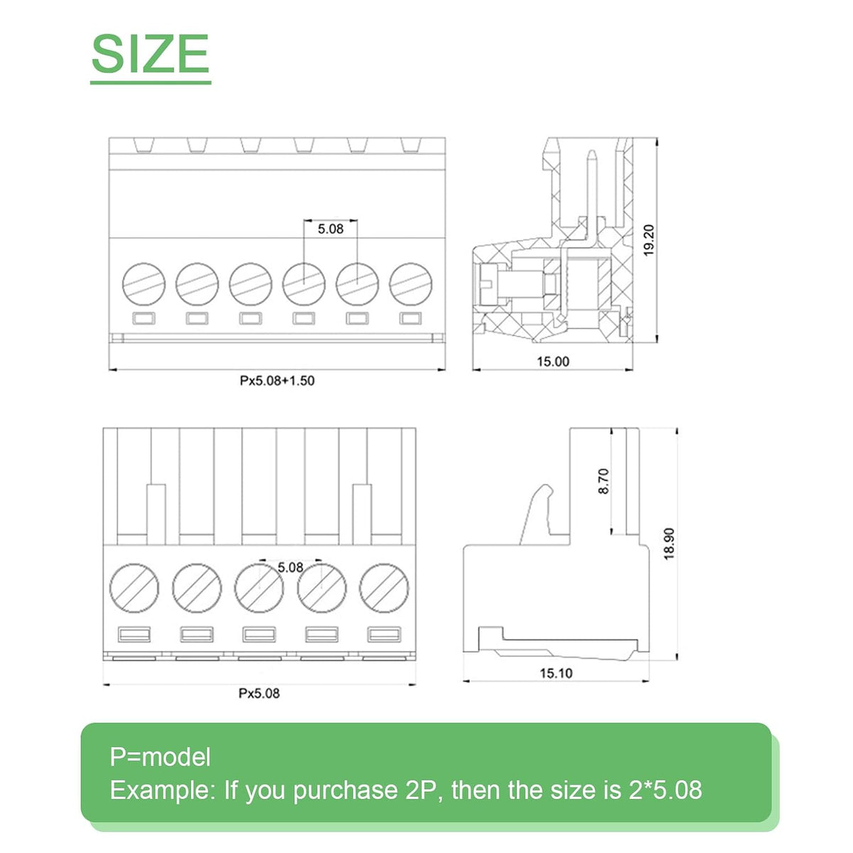 5Pairs 4 Pin 5.08mm Pitch Screw Terminal Block Connector Pluggable with Phoenix Plug for 28-12AWG Cable (5pairs, 5.08mm - 4P)