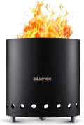 Wood Burning Fire Pit Stove with Black Exterior - Smokeless Outdoor Stove for Efficient Wood Fires, Camping, and