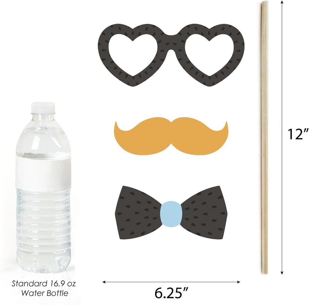Black and White Engagement Photo Booth Prop Kit, DIY Cardstock Props - 20pc