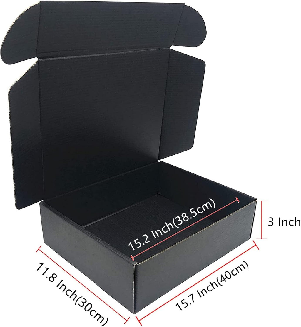 Black Shipping Boxes 15.7x11.8x3.1 Inch Cardboard Storage Mailer Box 10Pack