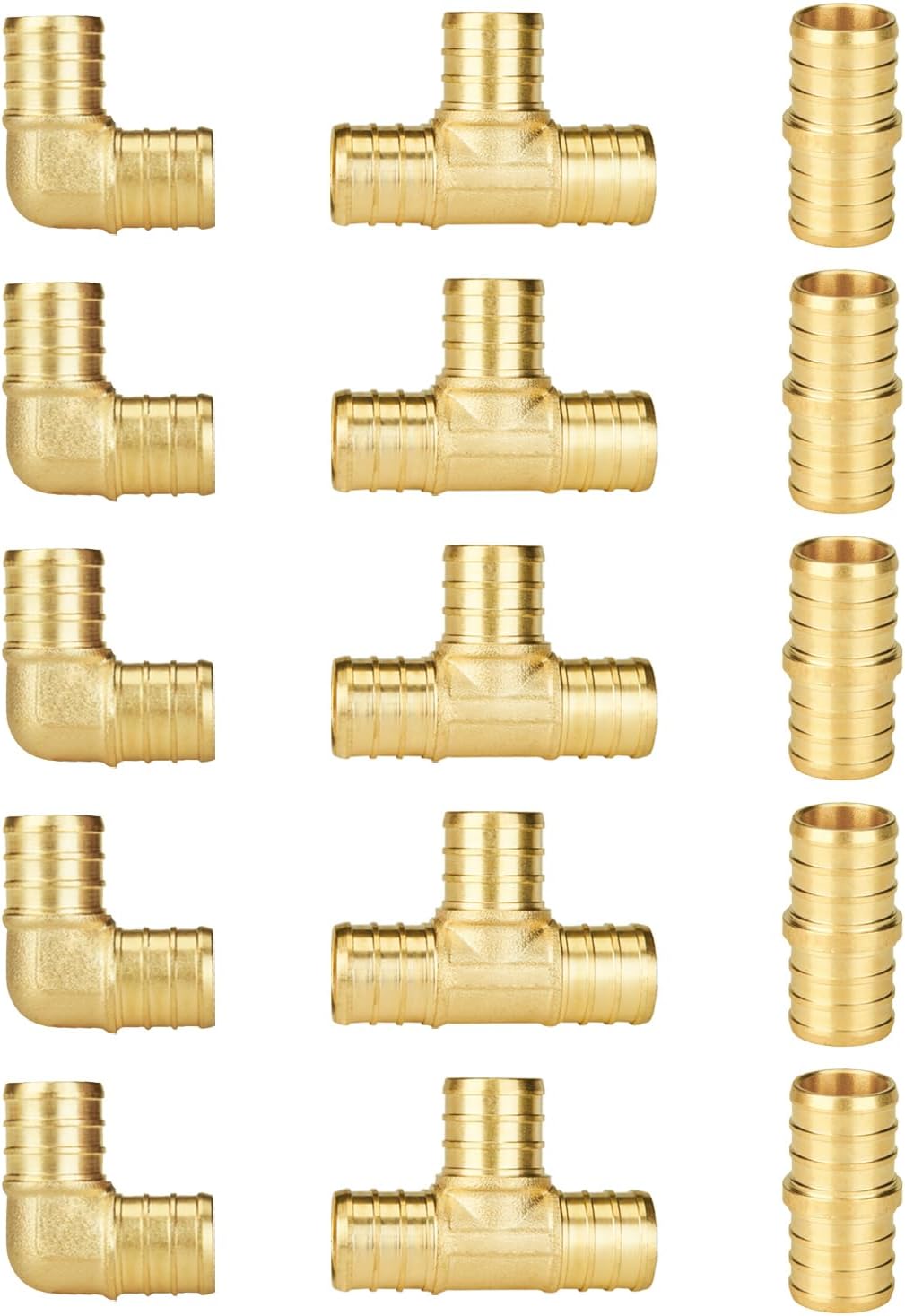 SUNGATOR 15-Pack 3/4 Inch PEX Fittings Kit, 5 Each Elbow, Tee, Coupling Kit