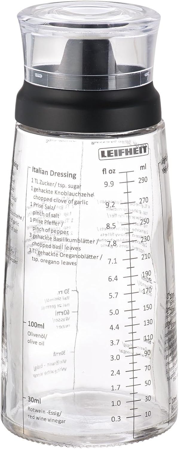Glass Salad Dressing Bottle 10oz/300ml fill volume, Black