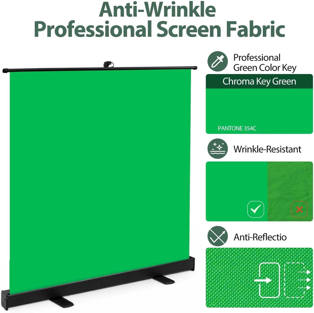 77x76in Collapsible Green Screen Backdrop Portable Photo Background | Retractable Chroma Key Panel, Wrinkle-Resistant