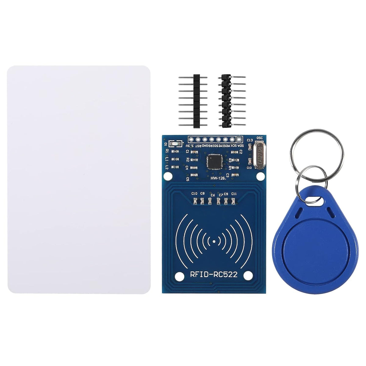 4Pcs RFID Kit Mifare RC522 RF IC Card Sensor Module MFRC-522 RFID Reader Module + S50 White Card + Key Ring for Raspberry Pi