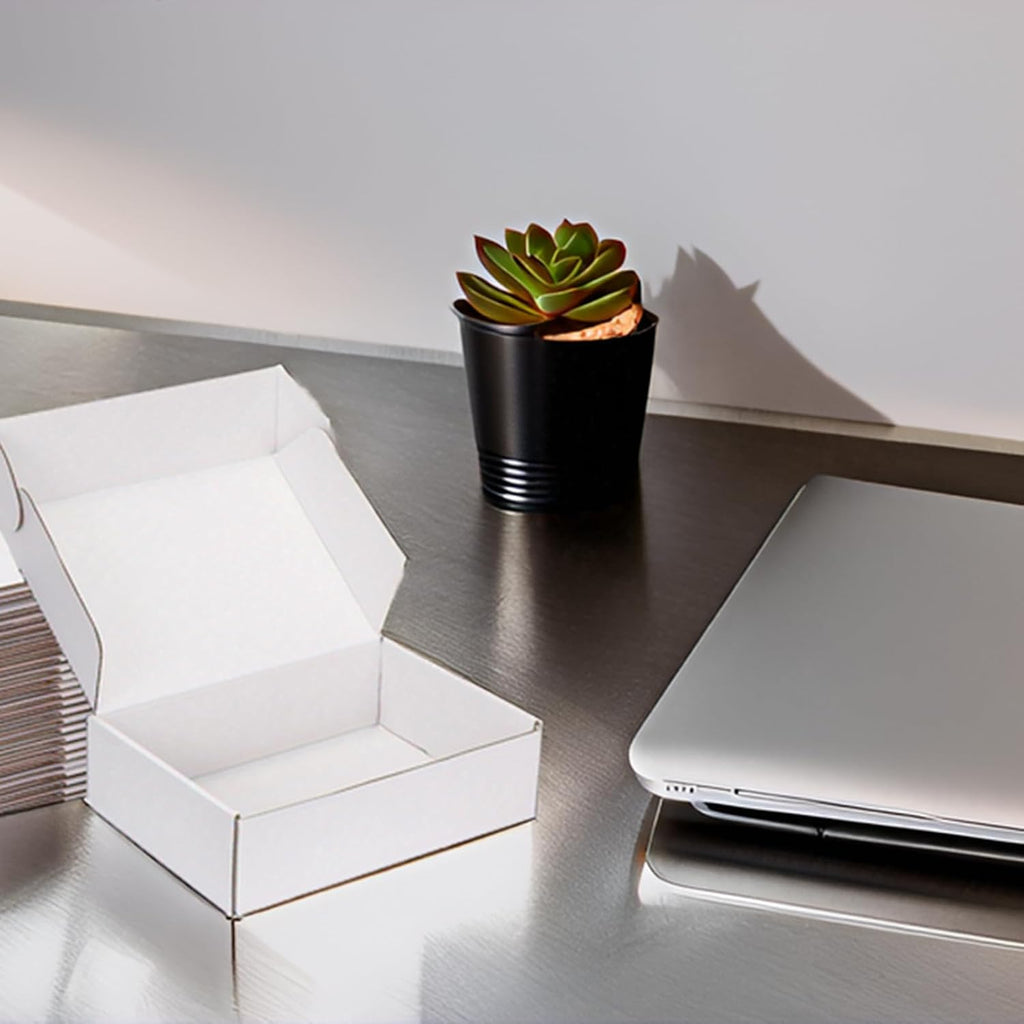 8x5x2 White Shipping Boxes for Small Business, Packing, 25 Pack