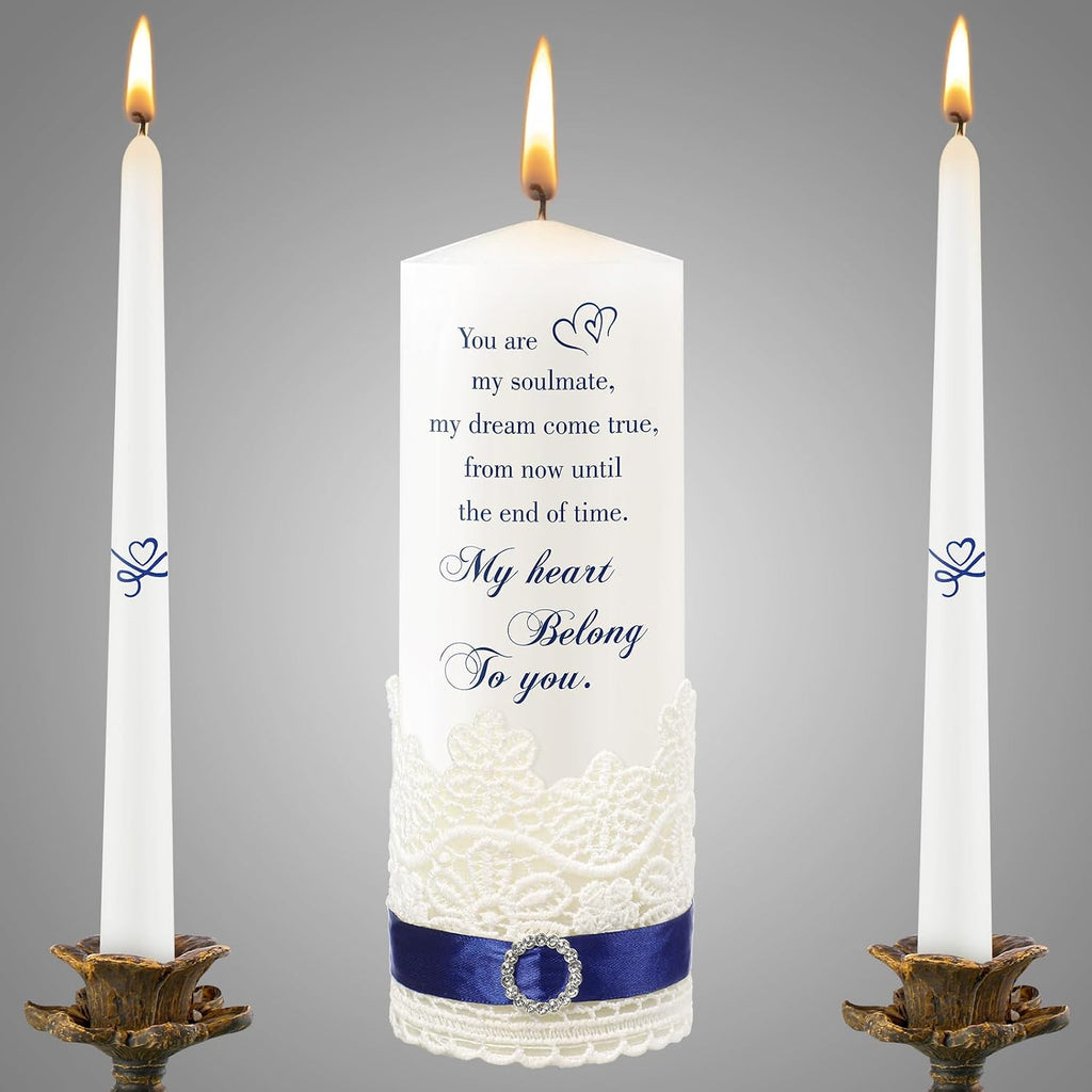 3 Pcs Unity Candle Set for Wedding Ceremony,Heart Style