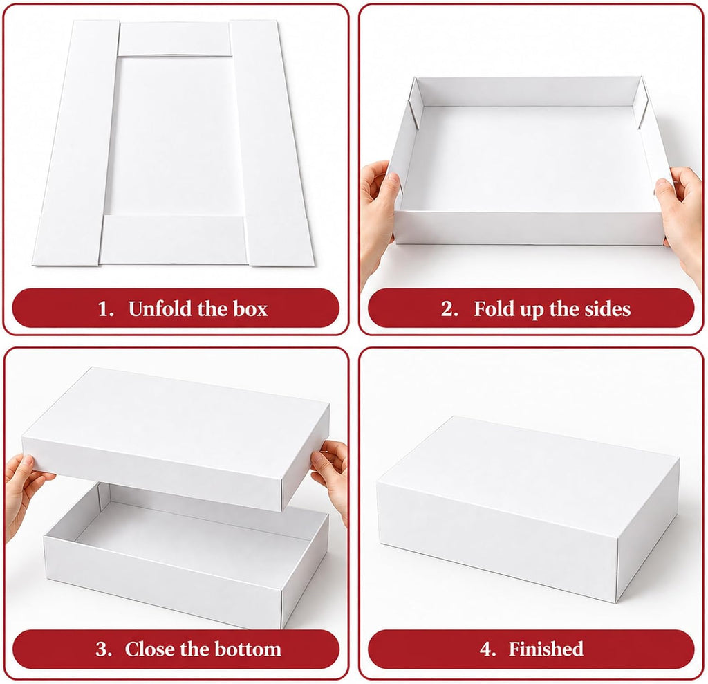 15 Pack Shirt Boxes for Presents, White Gift Boxes, 14.25x9.5x2 In