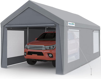 10x20FT Heavy Duty Carport, High-Strength Reinforced Galvanized Outdoor Garage Canopy Tent with Roll-up Ventilated