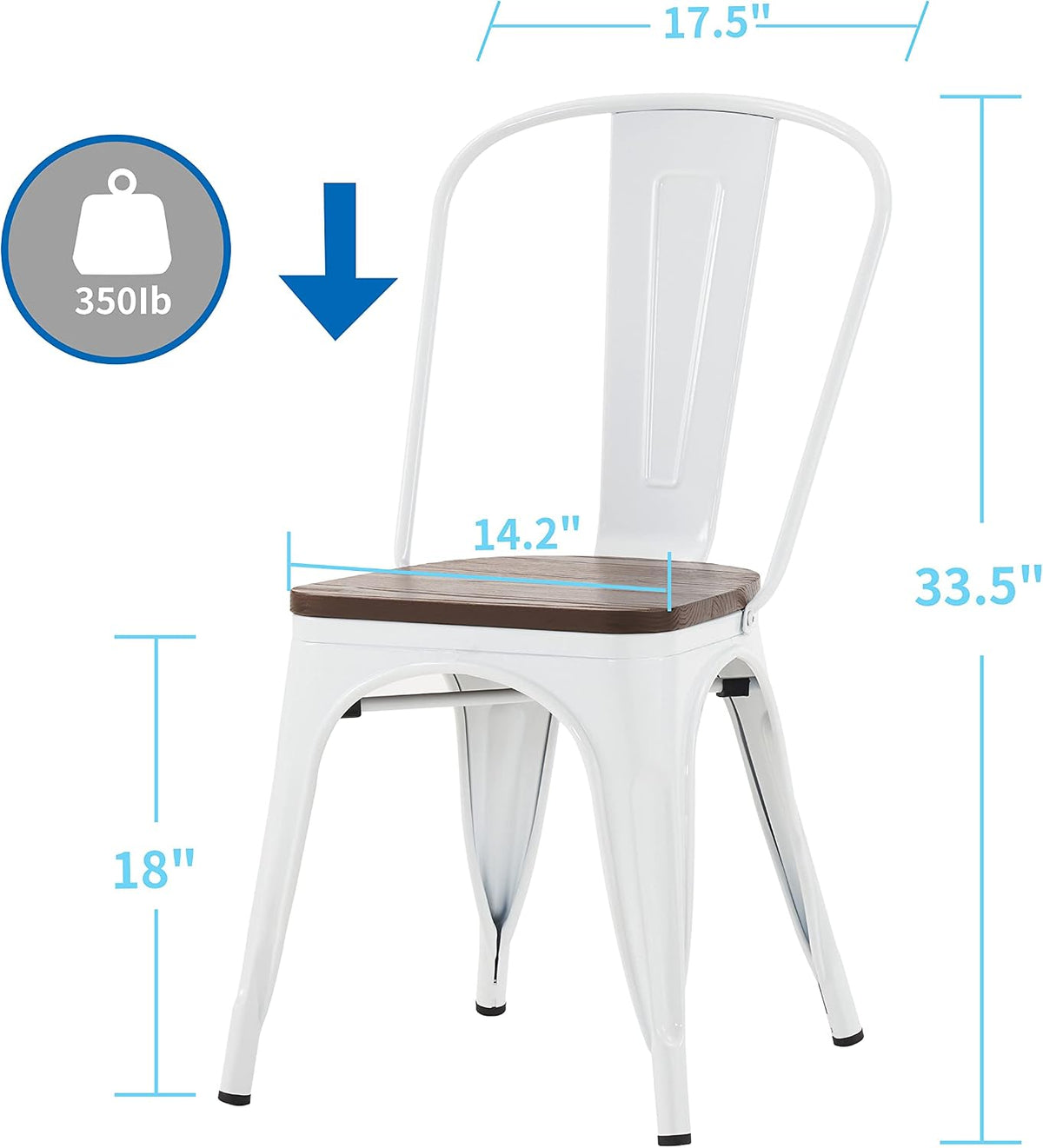 Metal Dining Chair Farmhouse Tolix Style for Kitchen Dining Room Café Restaurant Bistro Patio, 18 Inch, Stackable