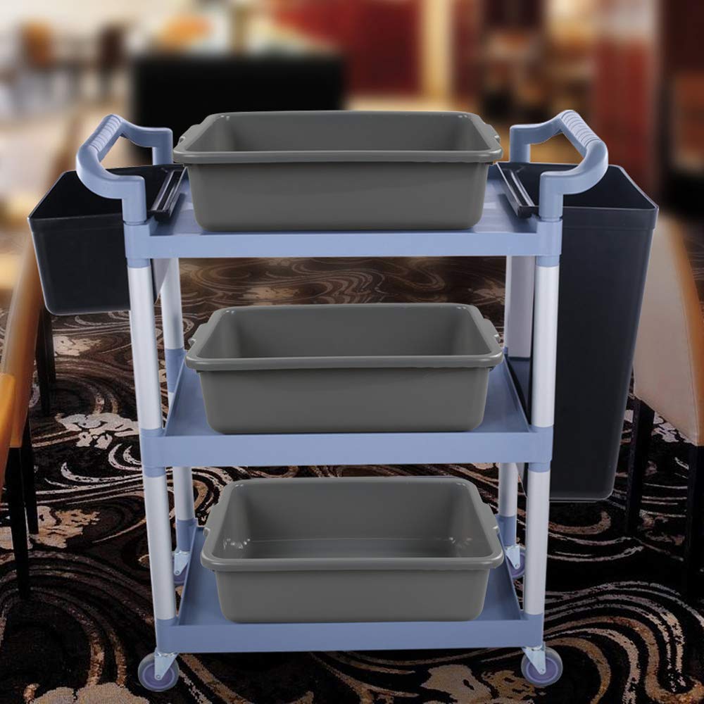 4-Pack Bus Tubs, Commercial Tote Box, Plastic Bus Box (13 L), Grey