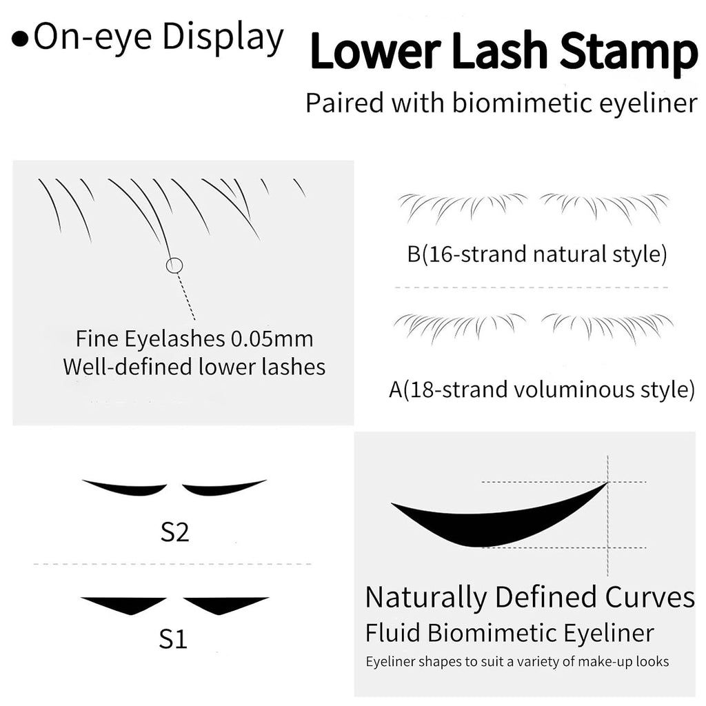 Black Box Eyelash Stamp Kit,3-In-1 Wing Eyeliner & Lower Lash & Freckle Marking Stamping Tool