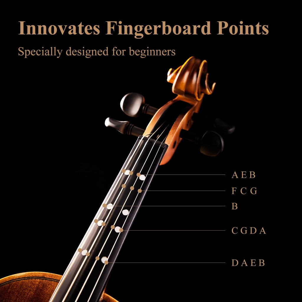 4/4 Full Size Violin Set Matte Fiddle for Beginners Adults with Hard Case, Rosin, Shoulder Rest, Bow, Tuner and Extra