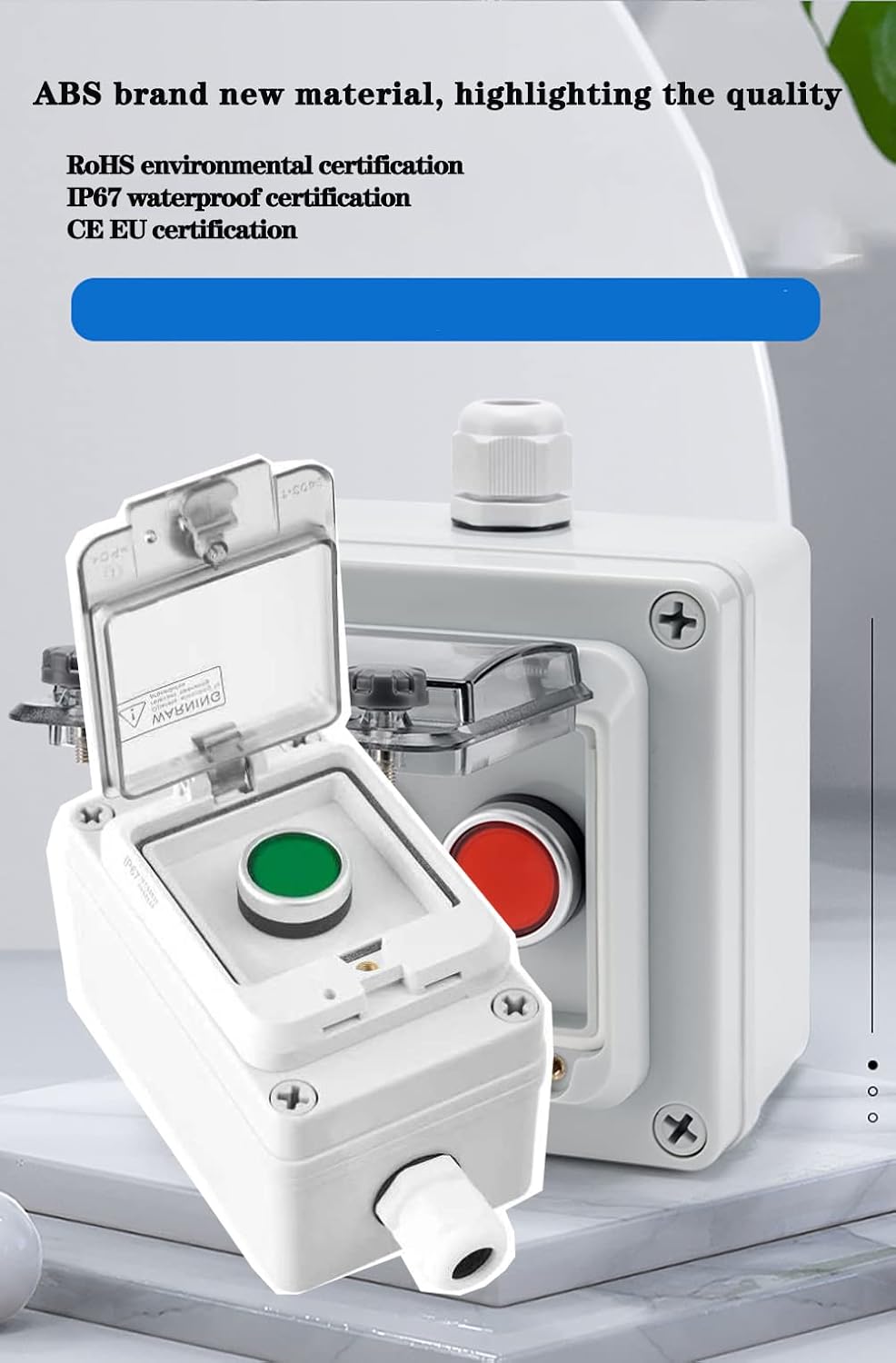 Green Start Push Button Station Box 22mm IP65 Cover for Industrial Control