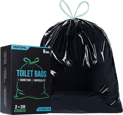 Portable Toilet Bags Drawstring 8 Gallon Camping Toilet Bags Toilet Waste Bags Leak-Proof Toilet Liners, Trash Bags