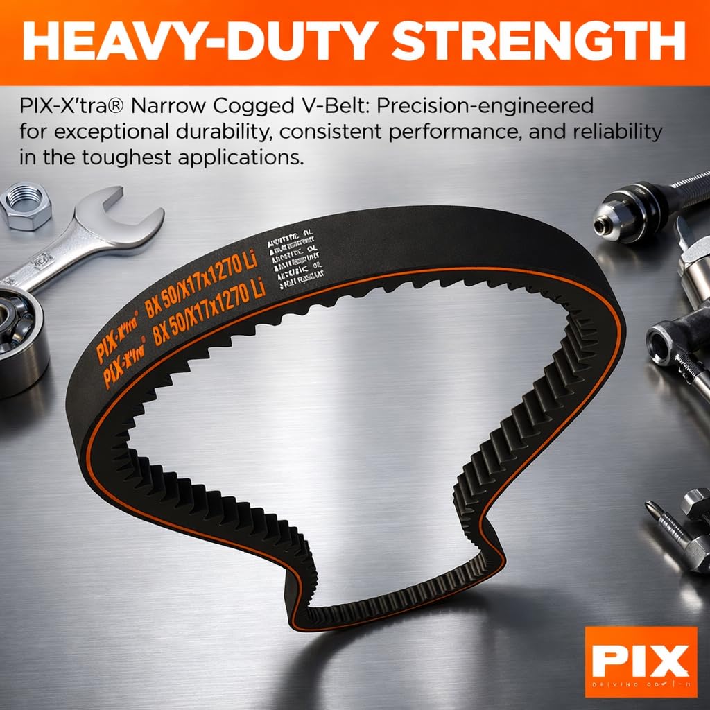 PIX 5 Packs Industrial Drive V-Belts, BX115 Cogged, 21/32" x 118" OC OEM Alternative - Heavy-Duty Power Transmission Belt for Machinery, Durable V Belt for Industrial Equipment
